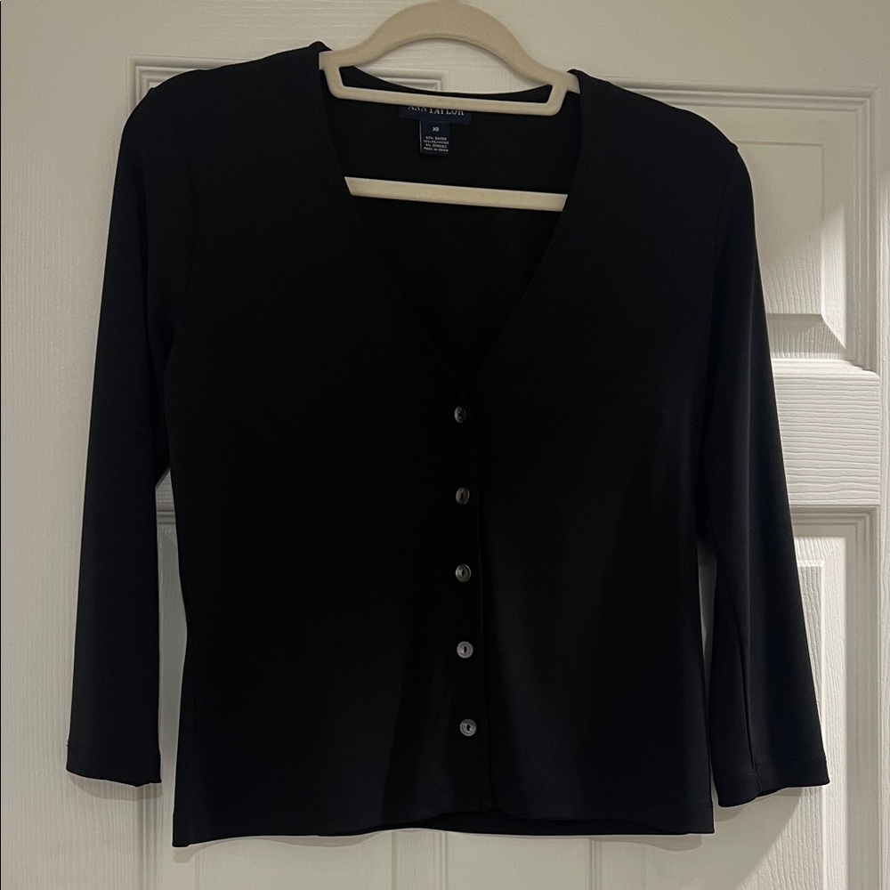 Ann Taylor Black Button-Down rayon Shirt